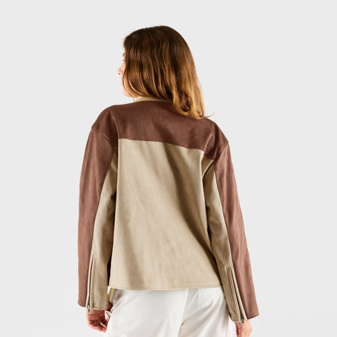 Suspicious Cowboys / Suede W Racer Jacket - Sand & Aubergine