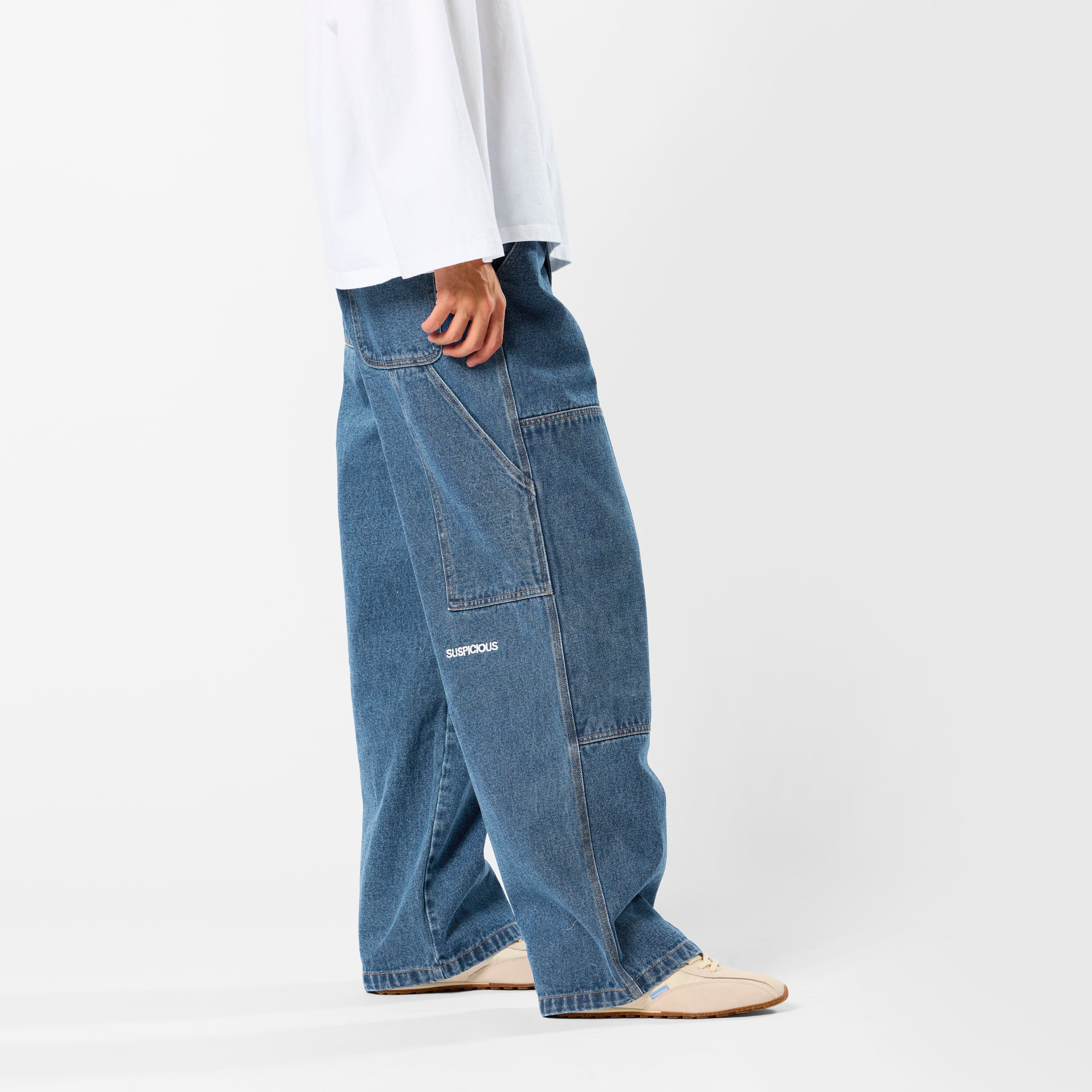 Suspicious Double Knee Jeans - Blue – Suspicious Antwerp