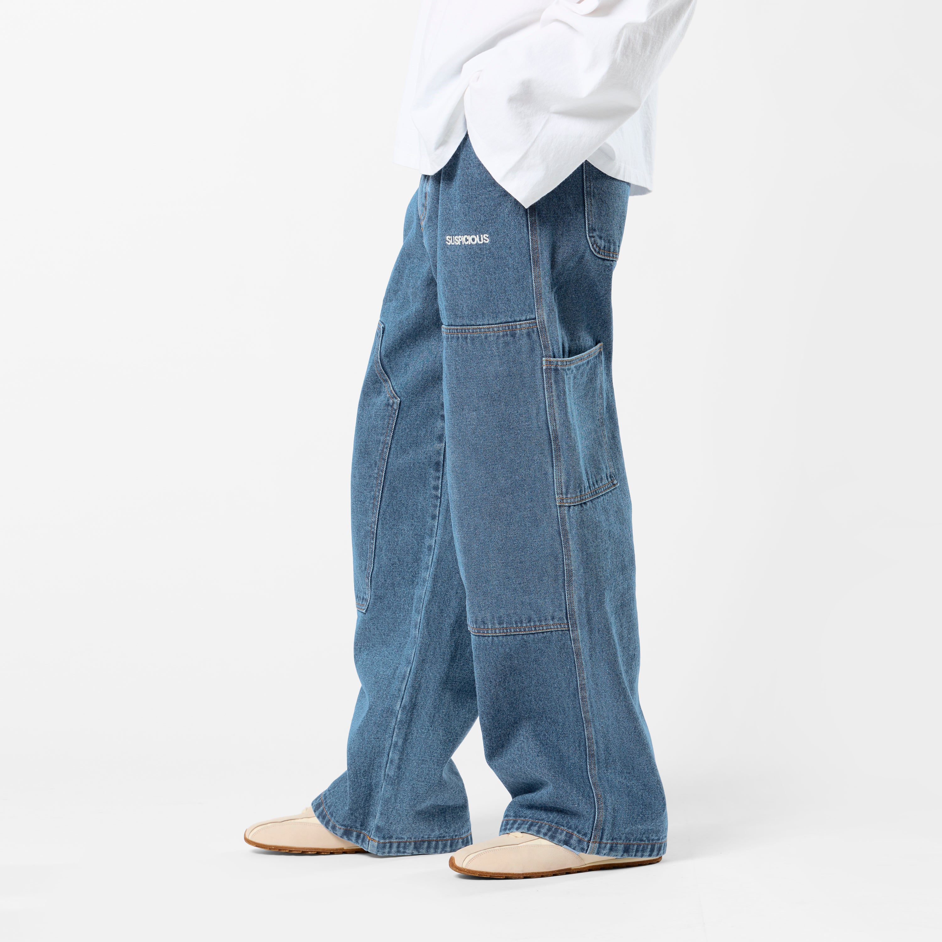 Suspicious Double Knee Jeans - Blue – Suspicious Antwerp