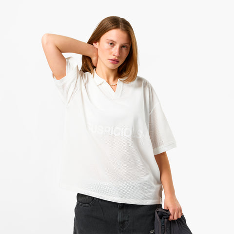 Spring 1 / Suspicious Mesh Football Top - White