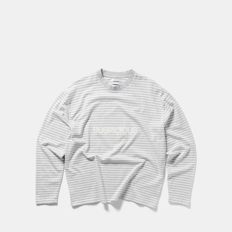 Winter 2 / Suspicious Striped Longsleeve - Heather Grey & Egret