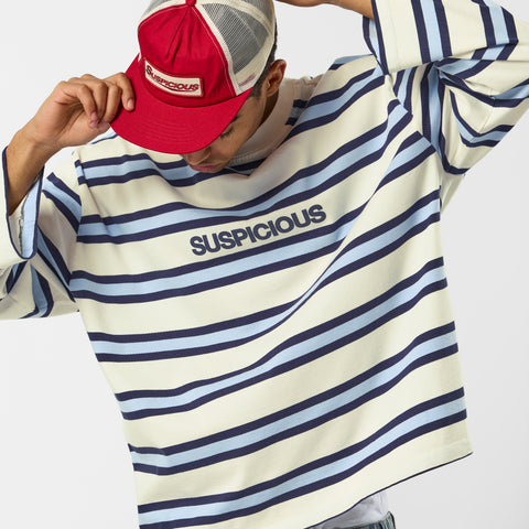 Spring 1 / Suspicious Striped Longsleeve - Natural & Blue