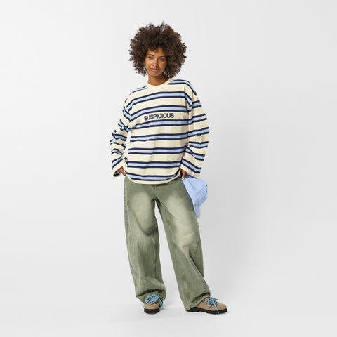 Spring 1 / Suspicious Striped Longsleeve - Natural & Blue