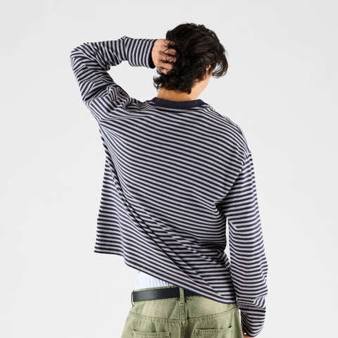 Winter 2 / Suspicious Striped Longsleeve - Nightfall & Heather Grey