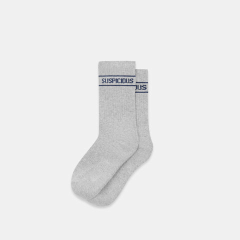 Winter1 / Striped Socks - Heather Grey & Blue