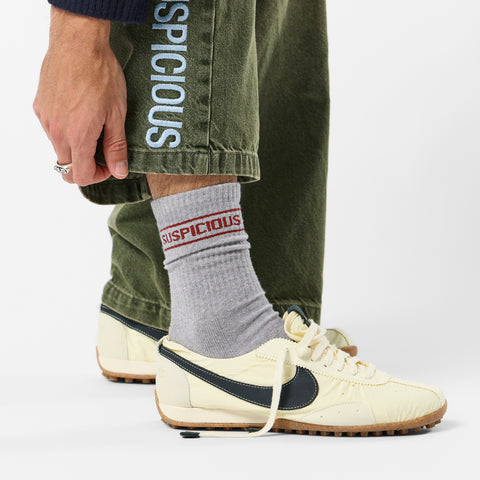 Winter1 / Striped Socks - Heather Grey & Red