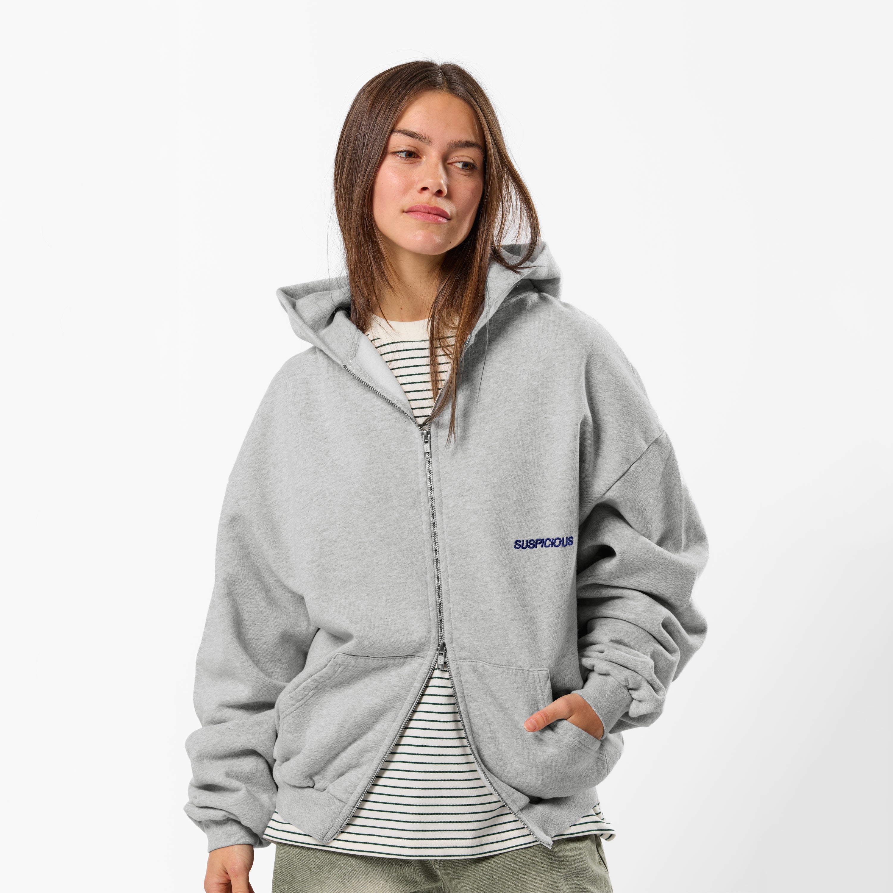 The Essentials Zip-Up Hoodie - Neutral Heather – Suspicious Antwerp