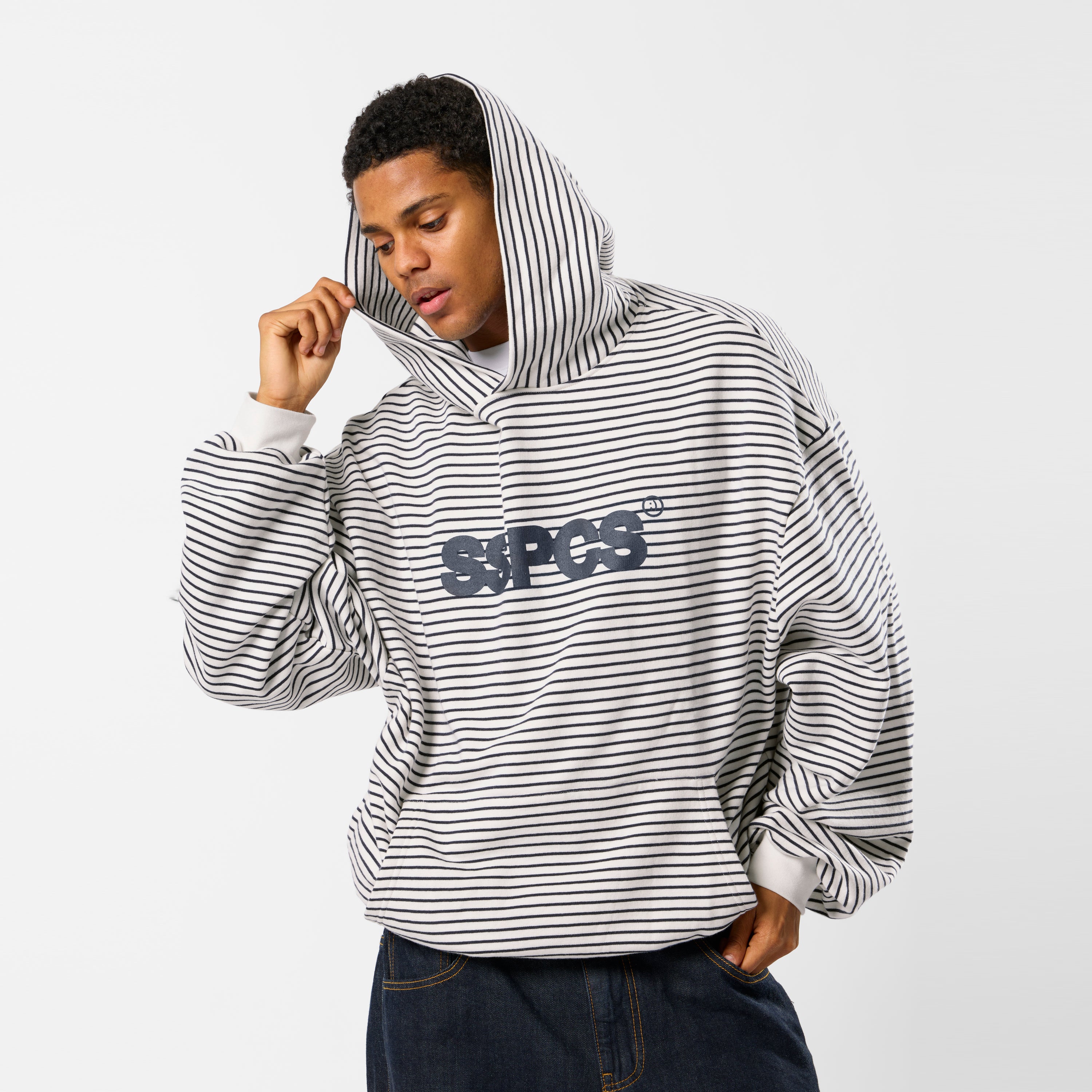 SuspiciousAntwerp サスピシャス　パーカー　フーディ The SSPCS Striped Hoodie - White – Suspicious Antwerp