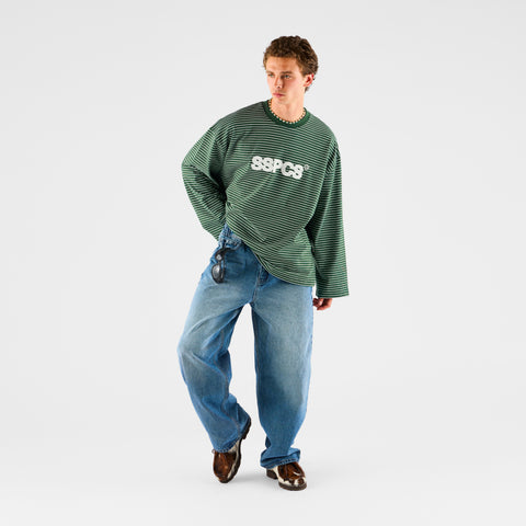 PL / The SSPCS Striped Longsleeve - Dark Forest Green