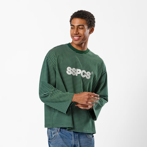 PL / The SSPCS Striped Longsleeve - Dark Forest Green