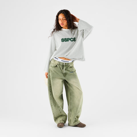 PL / The SSPCS Striped Longsleeve - Forest Green & White