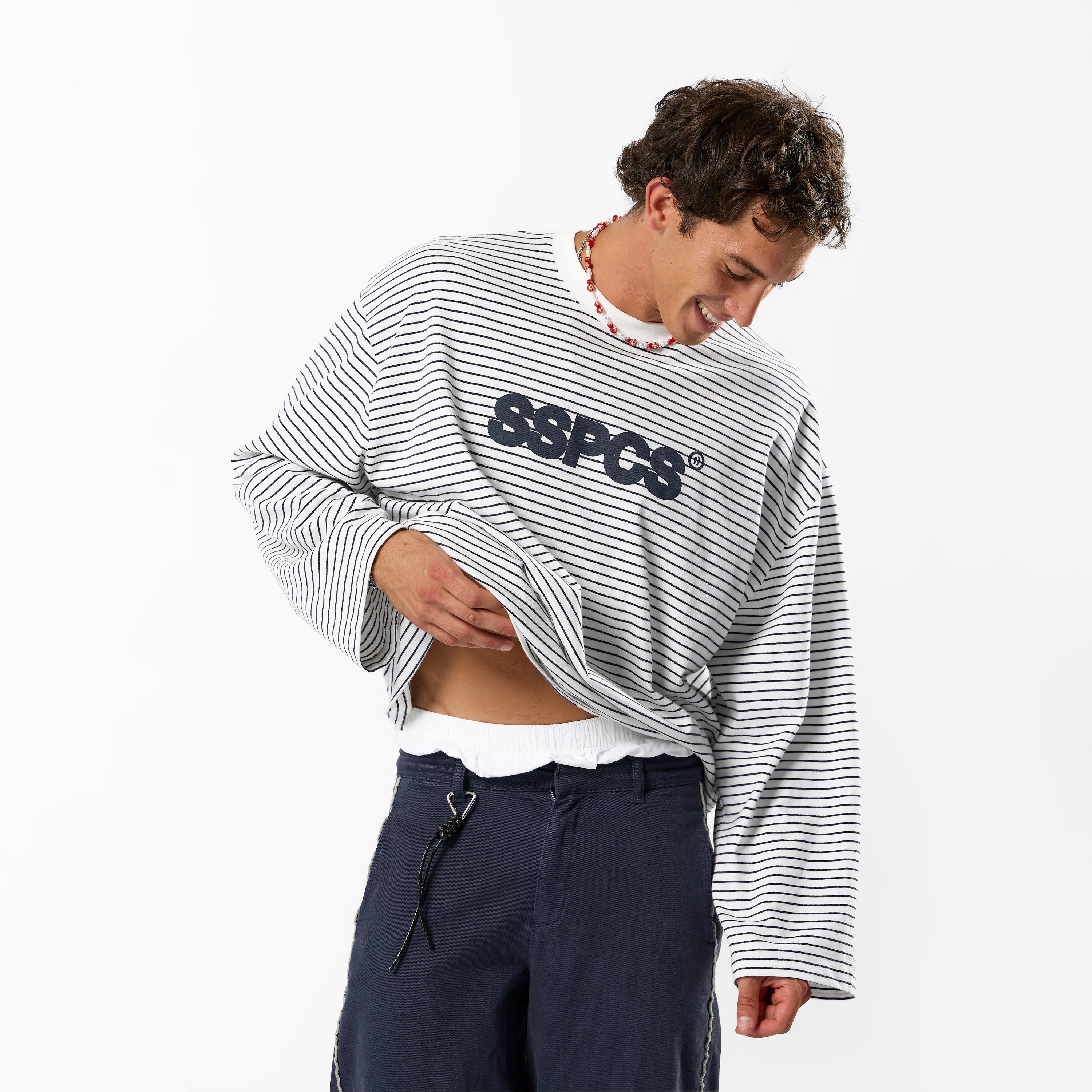 The SSPCS Striped Longsleeve - White – Suspicious Antwerp