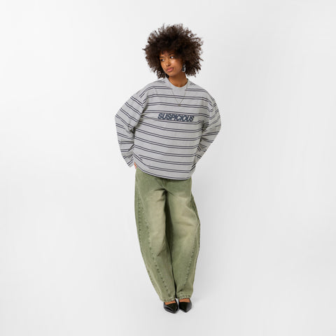 Bestsellers Variants / The Slanted Striped Longsleeve - Heather Grey