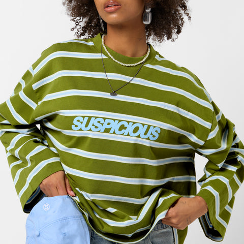 Bestsellers Variants / The Slanted Striped Longsleeve - Moss Green