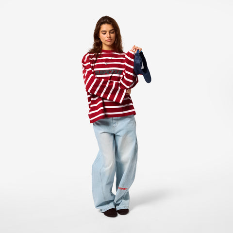 Bestsellers Variants / The Slanted Striped Longsleeve - Ruby Red & Pink