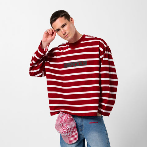 Bestsellers Variants / The Slanted Striped Longsleeve - Ruby Red & Pink