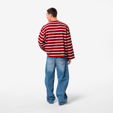 Bestsellers Variants / The Slanted Striped Longsleeve - Ruby Red & Pink