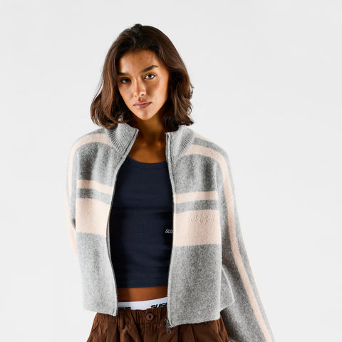 Women Drop / Val W Loose Knit Zip Up - Heather