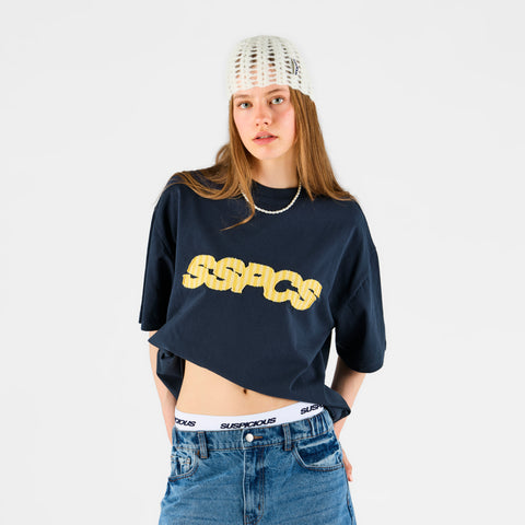 Summer Stripes / Yellow Striped SSPCS Applique Tee - Nightfall